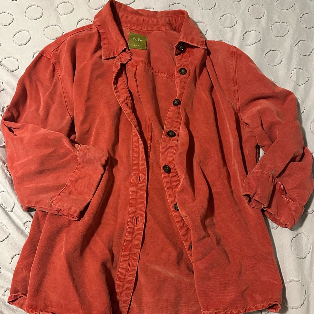 Anthropologie Pulp Red Button-Up Shirt Large